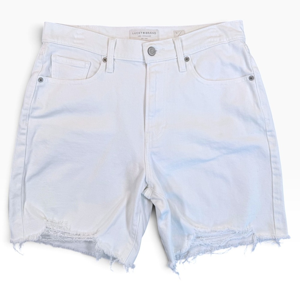 LUCKY BRAND 90s Loose Denim‎ Shorts Women 6/28 White Distressed Casual Summer